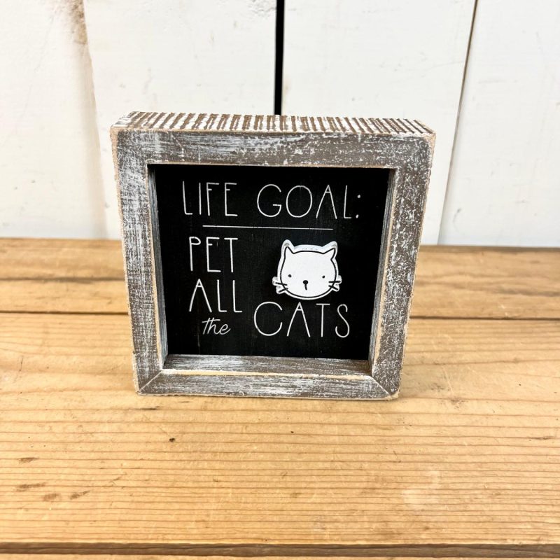 Signage | Life Goal Cat/Dog Reversible Signage Home Decor Signage