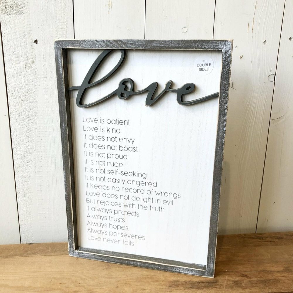 Signage | "Love is patient" Double Sided Signage Home Decor Signage