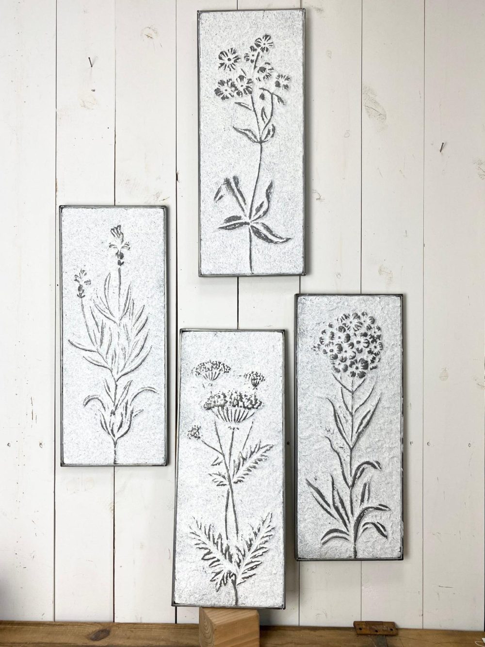 Signage | Metal White Washed Embossed Herb Prints Home Decor Signage