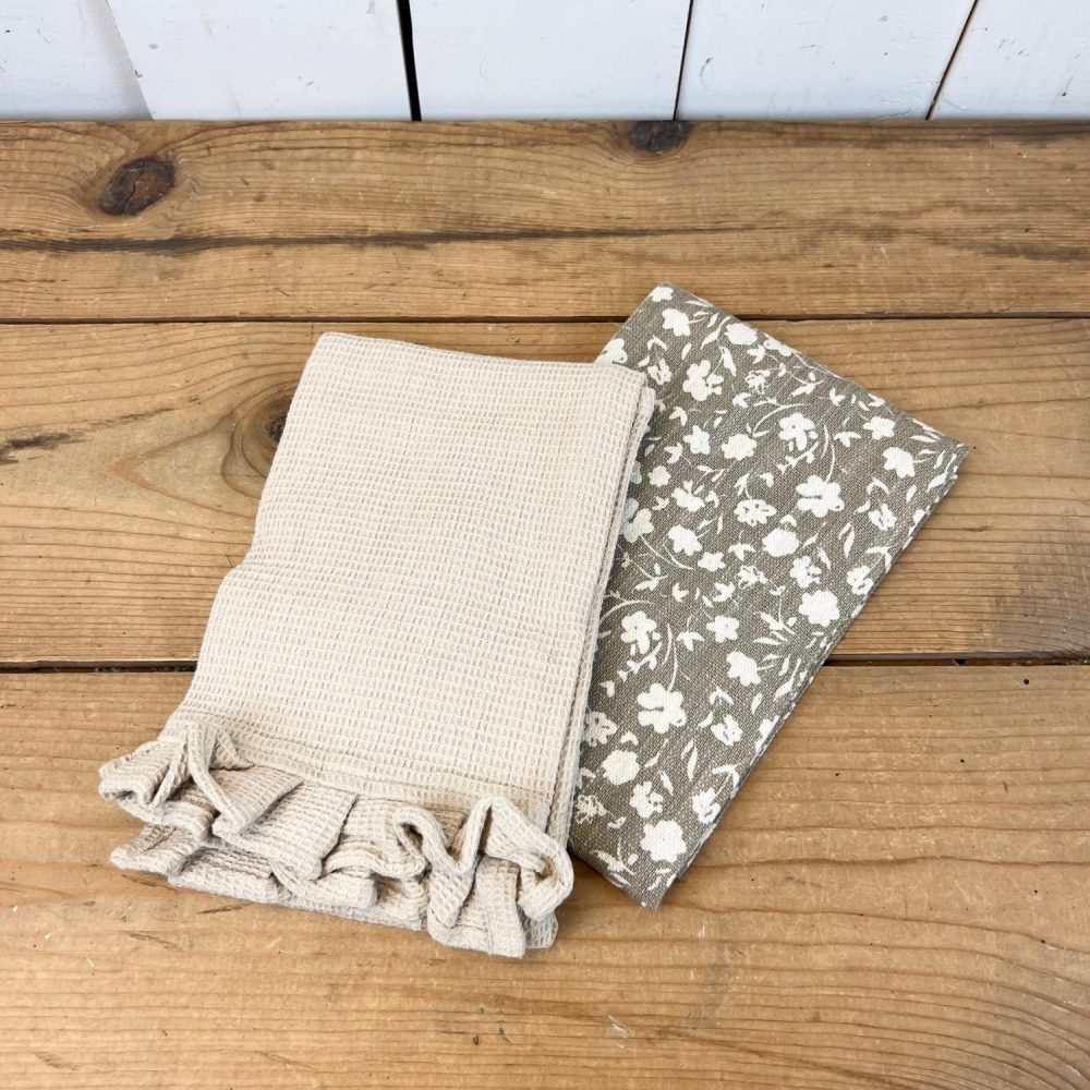 Tea Towels | Oatmeal Tea Towel Set of 2 Kitchen Tea Towels