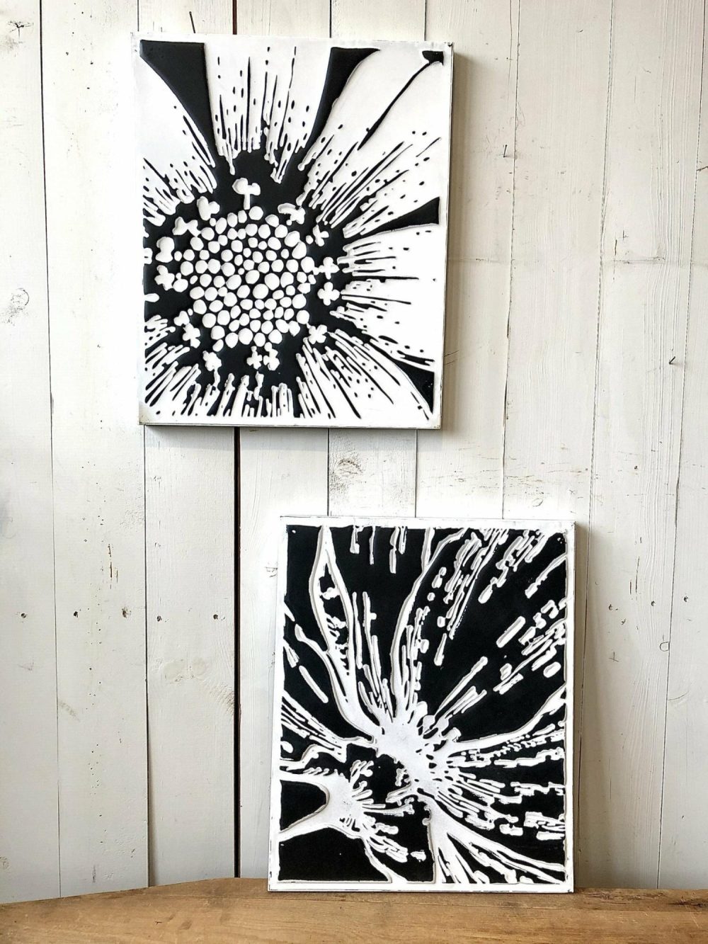 Wall Art | Embossed Black and White Metal Floral Wall Art – 4 Variations Wall Art Wall Art