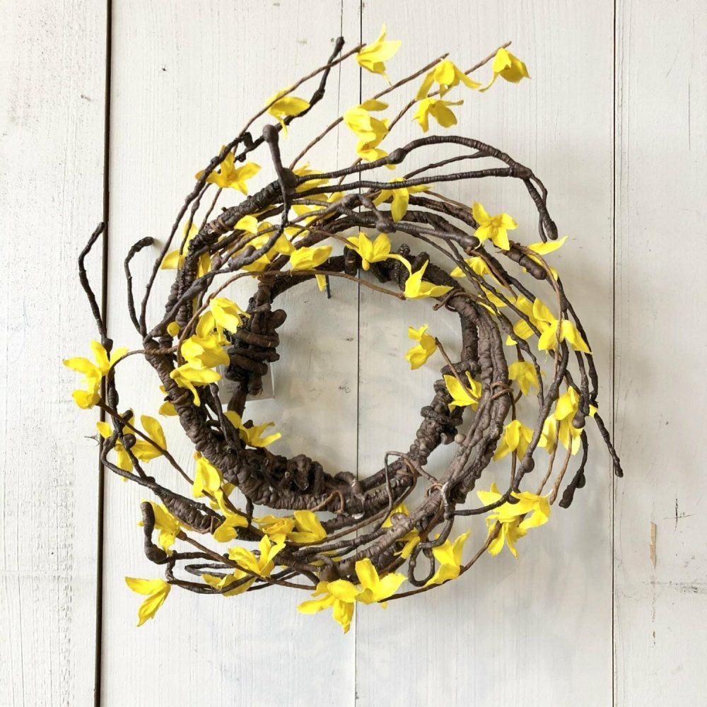 Wreaths & Candle Rings | Yellow Forsythia Small Candle Ring – 4.5" Florals & Greenery Greenery