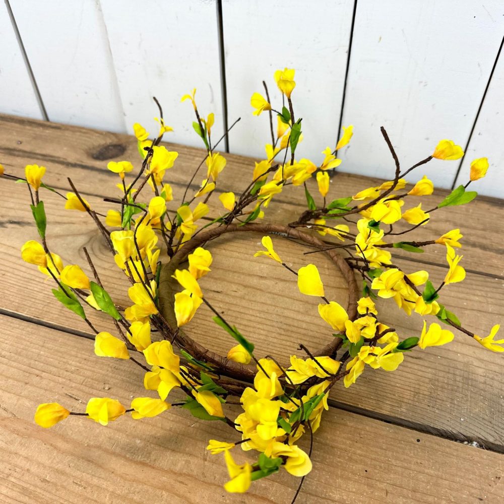 Wreaths & Candle Rings | 6" Forsythia Candle Ring Florals & Greenery Seasonal Florals