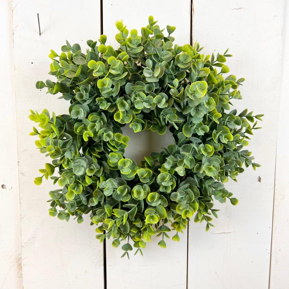 Wreaths & Candle Rings | 4" Real Feel Eucalyptus Candle Ring Florals & Greenery Greenery