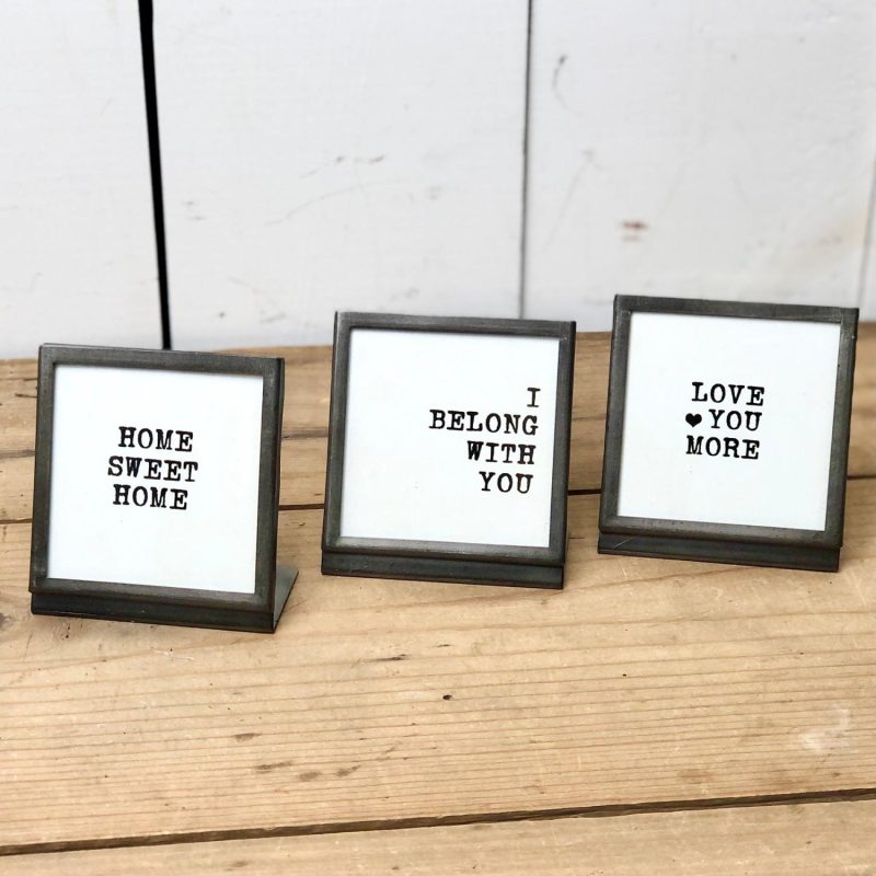 Frames | Mini Metal and Glass Frame with Text Frames Frames