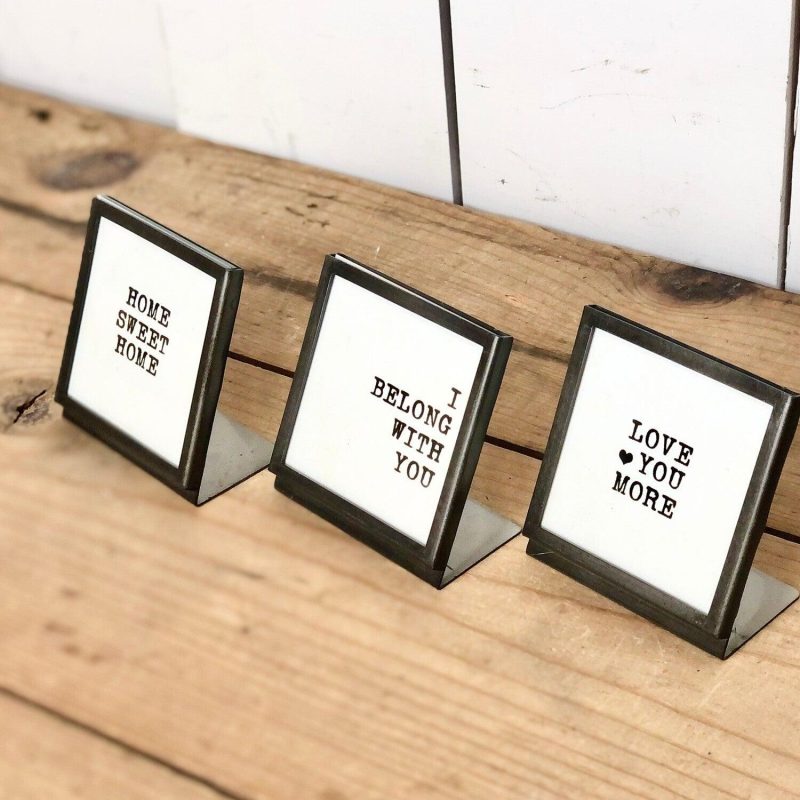 Frames | Mini Metal and Glass Frame with Text Frames Frames