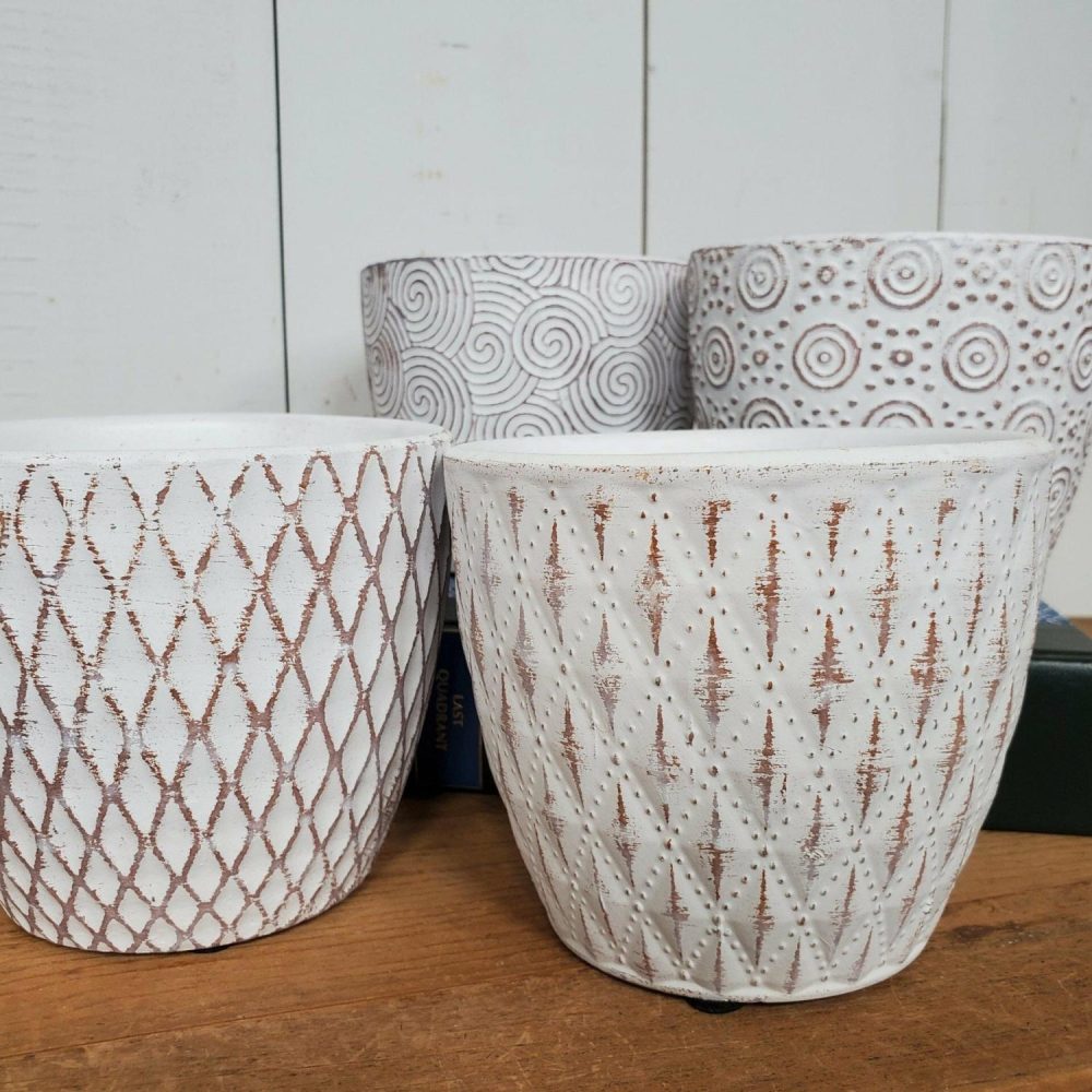 Pottery | Distressed White Flower Pots Home Decor Pottery