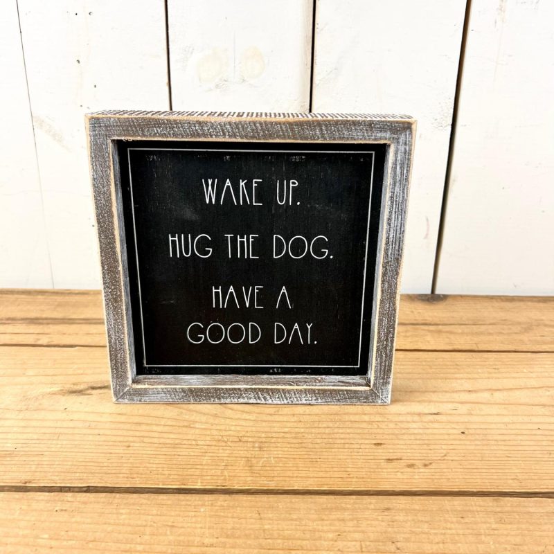 Signage | Wake Up Hug the Dog/Cat Reversible Signage Home Decor Signage