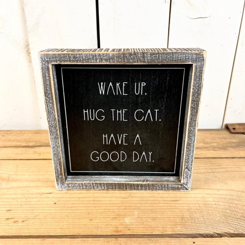 Signage | Wake Up Hug the Dog/Cat Reversible Signage Home Decor Signage